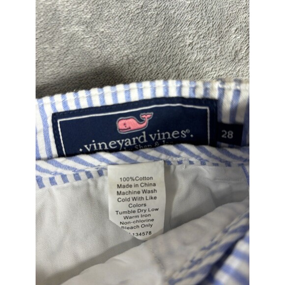 Vineyard Vines Seersucker Club Shorts‎ Men's 28 Blue White Striped Swordfish 9" - Picture 4 of 9